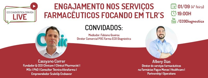 Banner - Webinar: Engajamento nos serviços farmacêuticos focando em TLRs