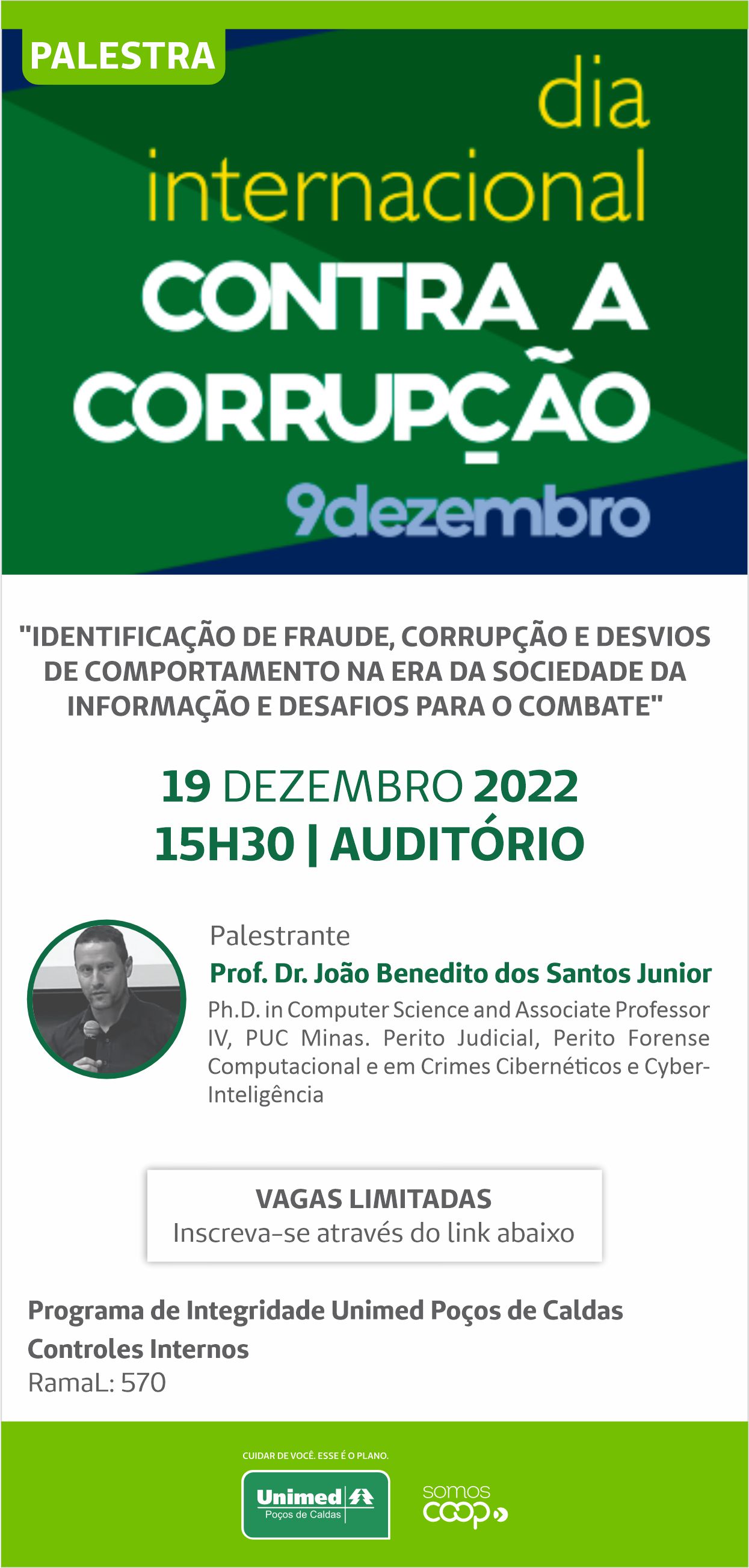Banner - Palestra Dia Internacional Contra a Corrupção. 